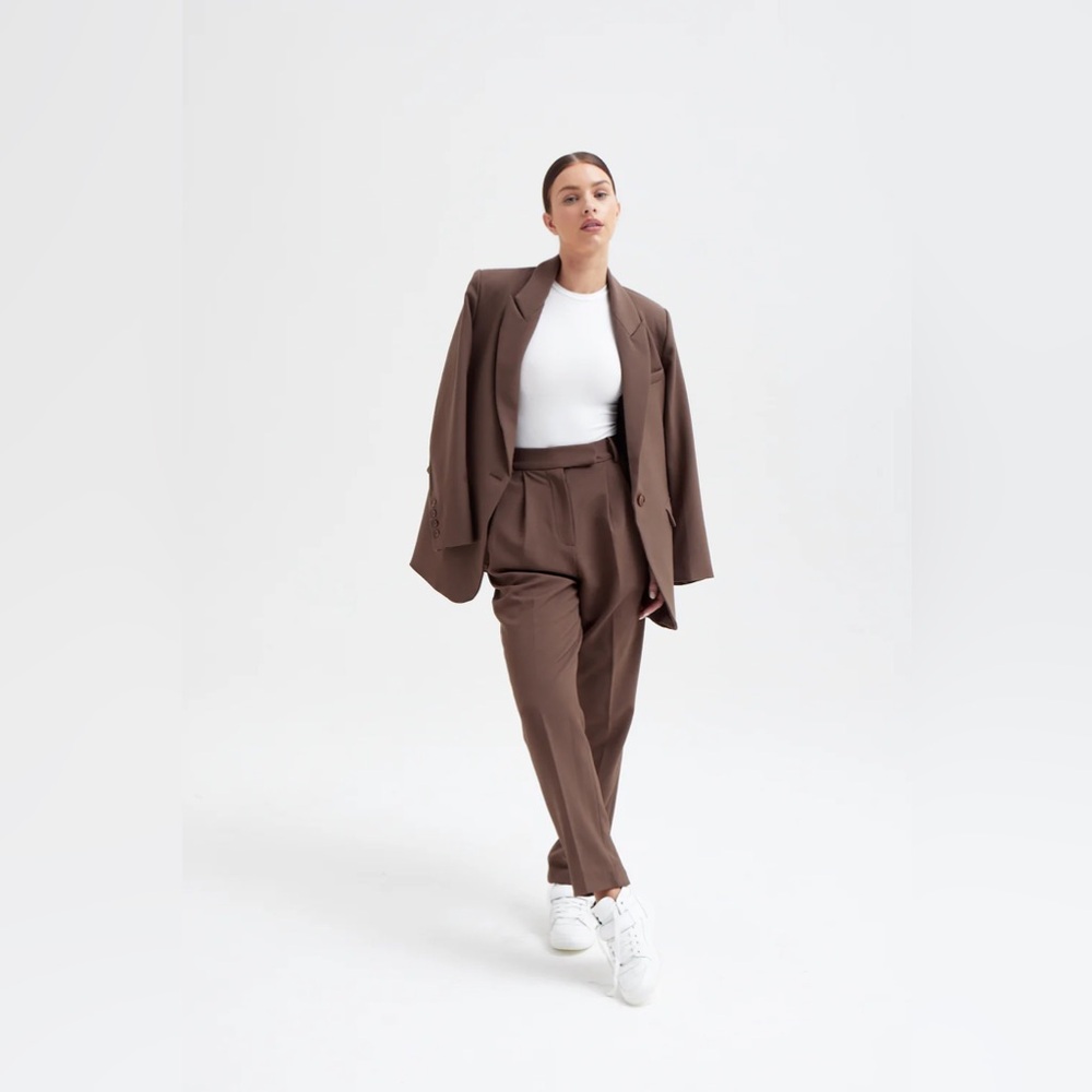 Because of Alice Set Espresso Oxford Suit SPant/XS (oversized) Blazer
